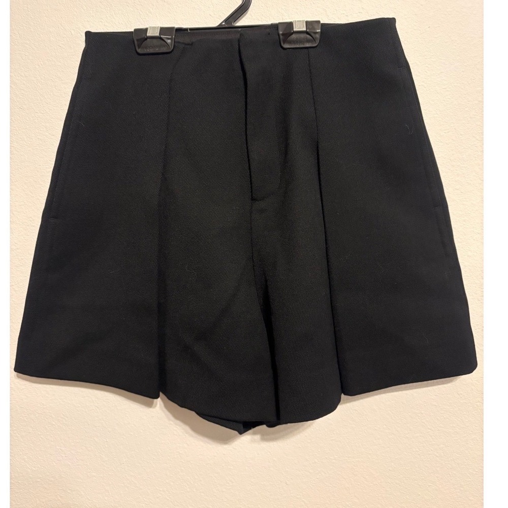 MO&Co. Black High Waisted Wool Blend Pleated Shorts MBB3SOT003-W08 Womens S - Picture 1 of 6